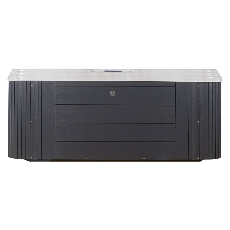 Sterling Silver and Grey 6-Person Square Hot Tub with 90 Jets