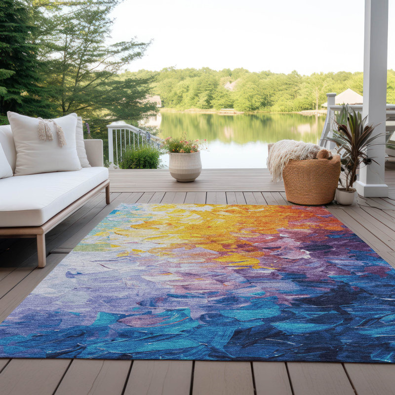 Braearis Gold Washable Indoor-Outdoor Rug - , 5' x 7'6"