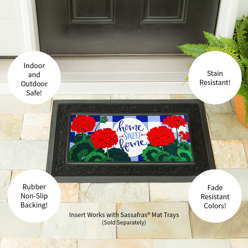 Sassafras All Seasons Outdoor Mat Set with 1 Frame and 4 Themed Insert Mats