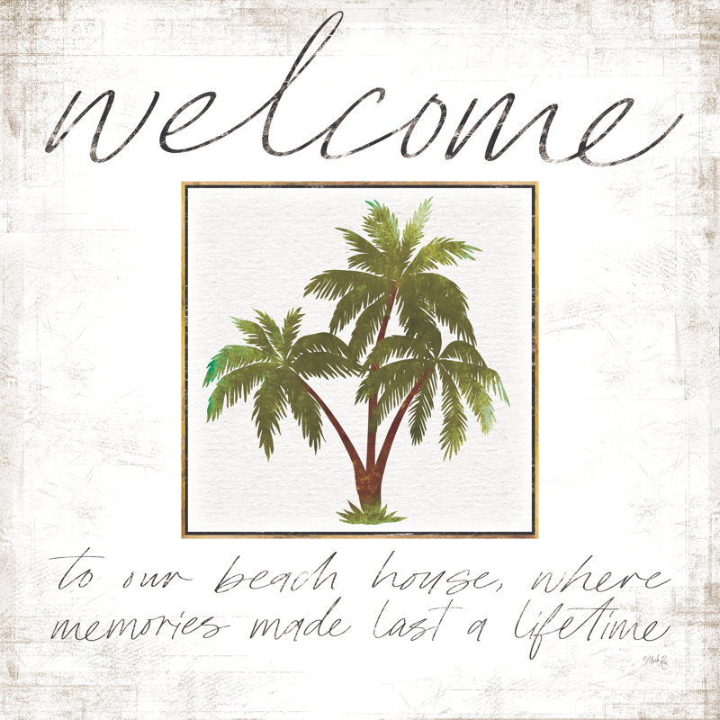 «Welcome Palm Trees» par Marla Rae, peinture, Toile tendue, Non, H 12 po x l 12 po