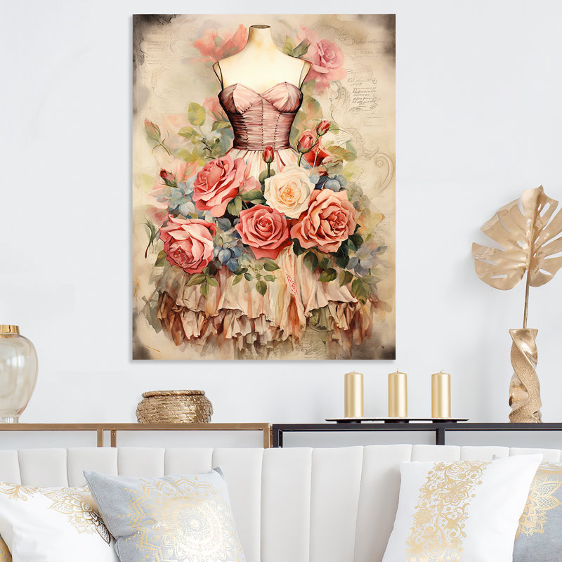 Vintage Fashion Dress Elegance I - Fashion Metal Wall Art, 20" H x 12" W x 1" D