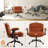 Armchair Criss Cross Chairs, Swivel Vanity Chair with Adjustable Flip-up Arms and Wheels, Wide Seat Office Chair with 3 Layer Cushions-1377327074