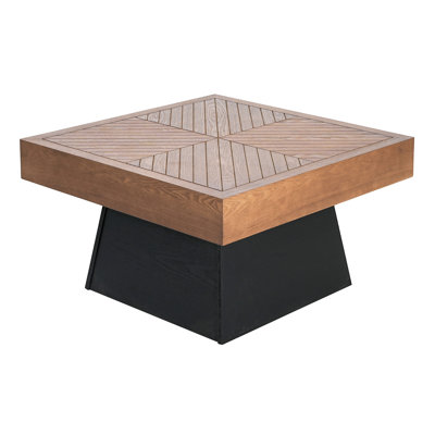 Groce Quartered Chevron Square Coffee Table with Pedestal Base