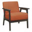 Chaise de salon orange rembourrée, bois massif, structure en bois recouverte de tissu gris antique avec sièges gris