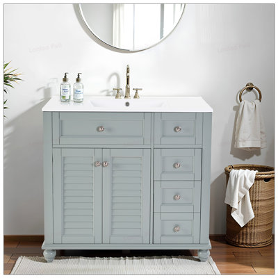 Meuble-lavabo à fermeture en douceur 36 po avec lavabo en céramique