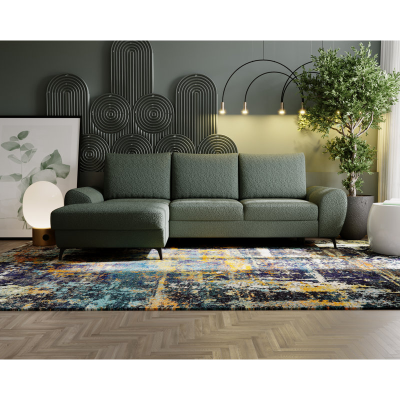 3 Seater Sofa Bed, Green, Left Hand Facing
