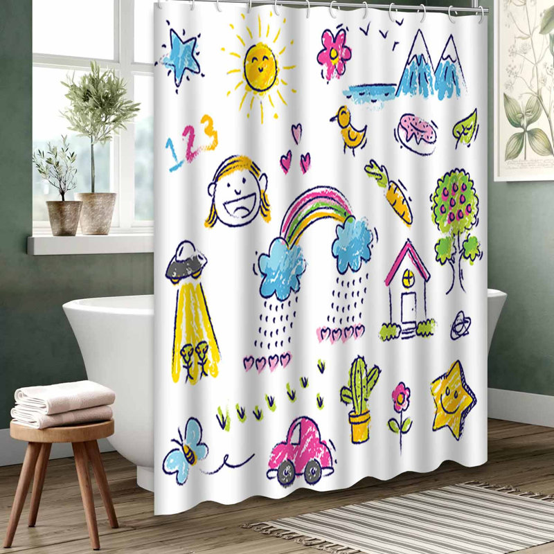 Rideau de douche crème imperméable, rideaux de douche pour la salle de bain avec 12 crochets, L 72 po x l 72 po