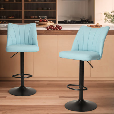 Swivel Bar Stools Set 2,Height Adjustable Counter Stool,Modern Armless Faux Leather Barstool Chairs with Backs for Kitchen Island