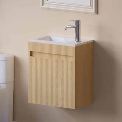 16” Bathroom Vanity Sink Combo For Small Space Wall Mounted Cabinet Set