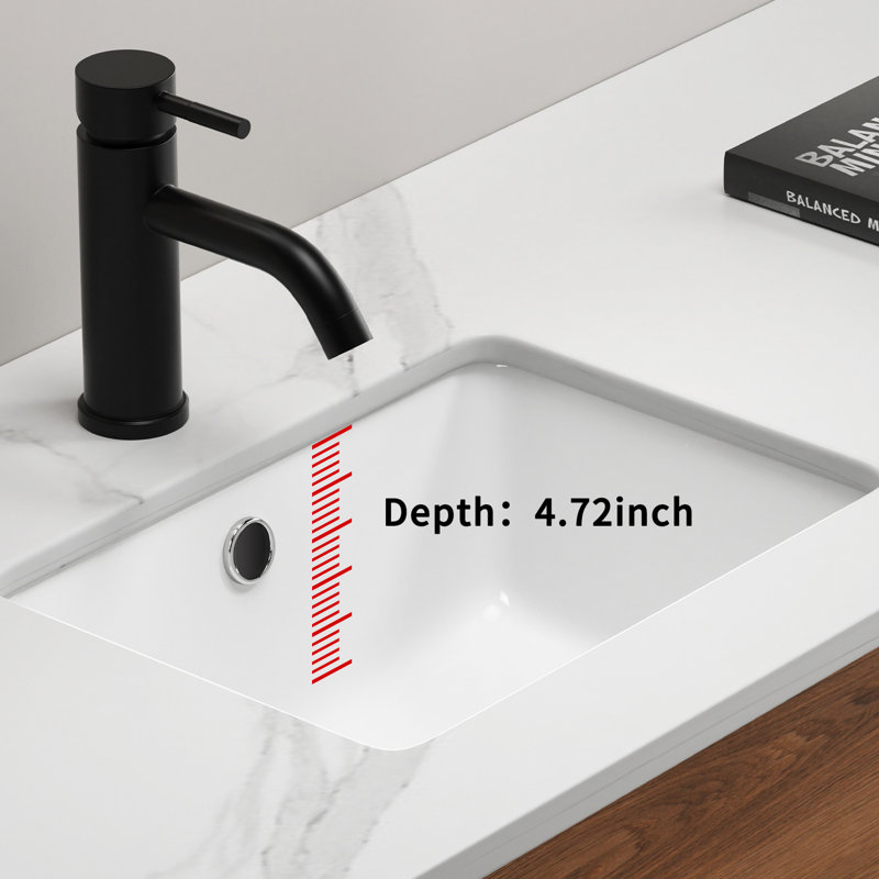 Undermount Bathroom Sink 16 Inch Rectangle, Low Absorption, Withstand Acid And Alkali, 18.9 In Package Depth American Style Wash Basin Sink, White Porcelain Undermount, Temperature - Stable, 11.67 Lb