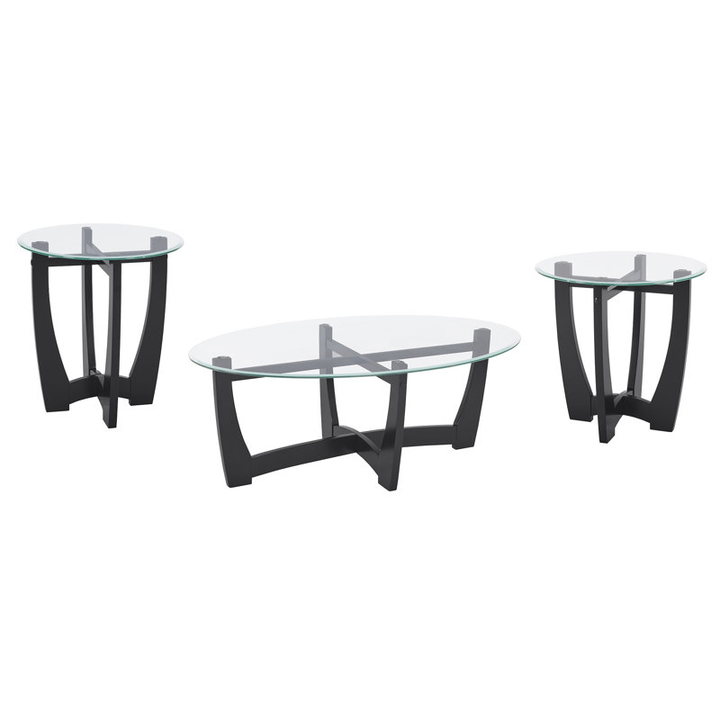 Élégante table basse ovale en verre de 48 pouces: table centrale ronde noire avec plateau en verre - parfaite pour le salon, le bureau ou un appartement