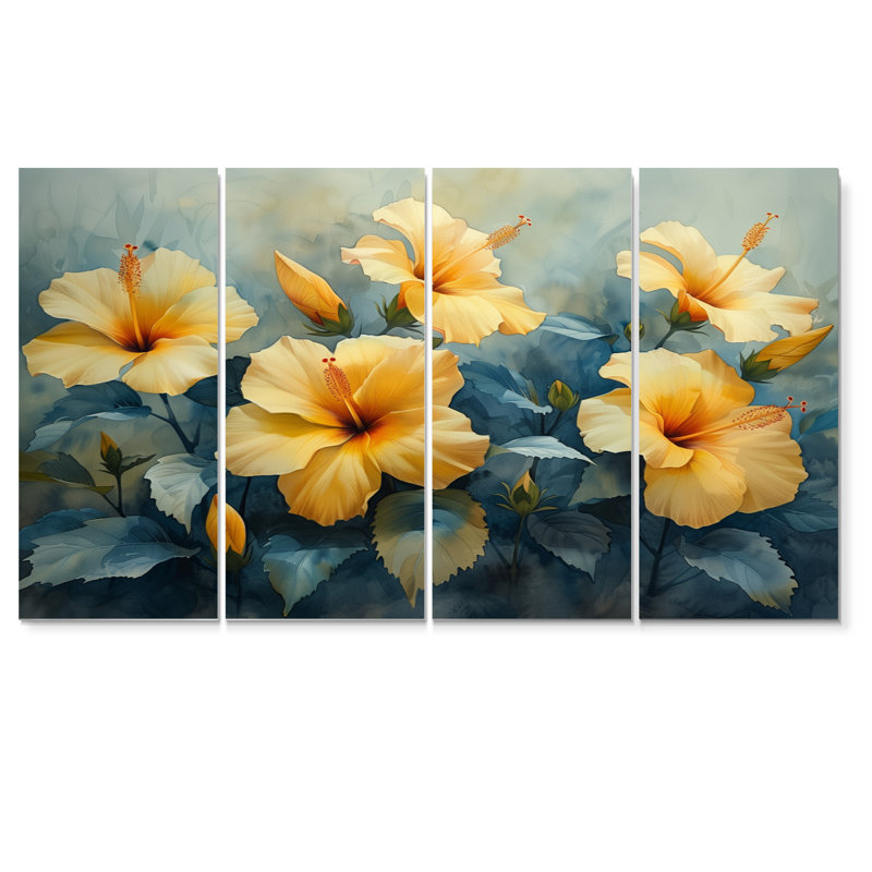 Marcel - Ensemble de décoration murale hibiscus, H 28 po x l 48 po