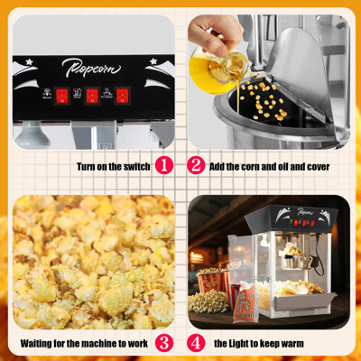 23.03" Height 12 Ounce Stainless Steel Tabletop Popcorn Maker Machine With Warming Deck