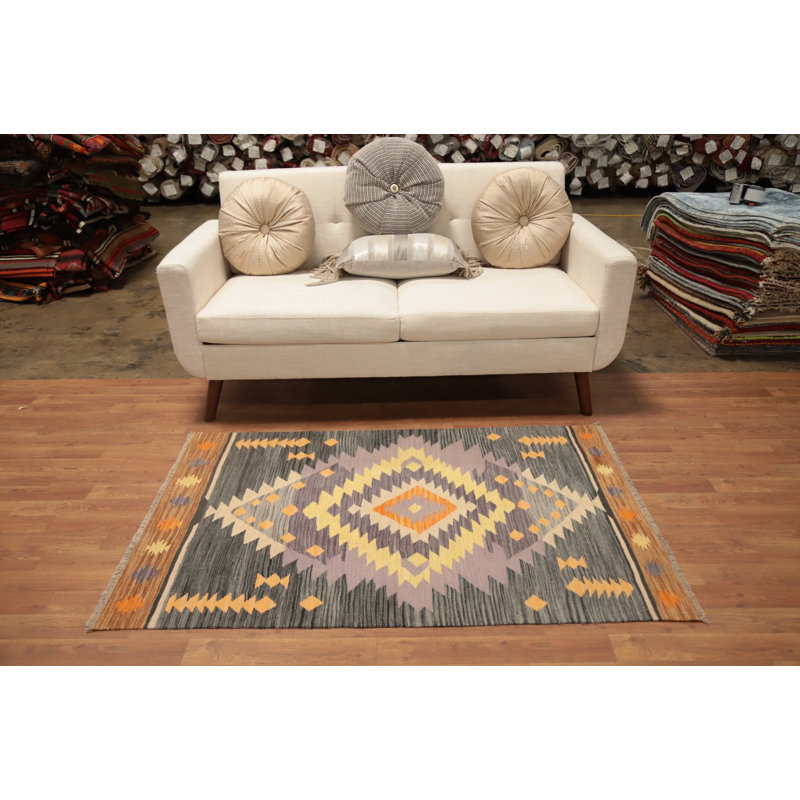 Tapis kilim en laine tissé à la main 3 x 5