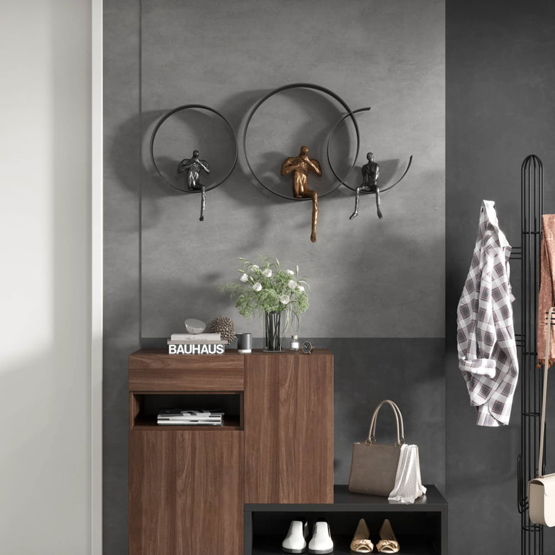 Décoration murale moderne 3D artistique en métal et résine noire