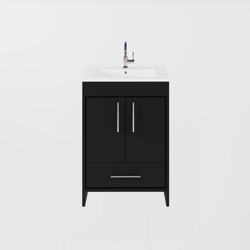 Ensemble de meuble-lavabo simple 24 po Sallisaw, Noir
