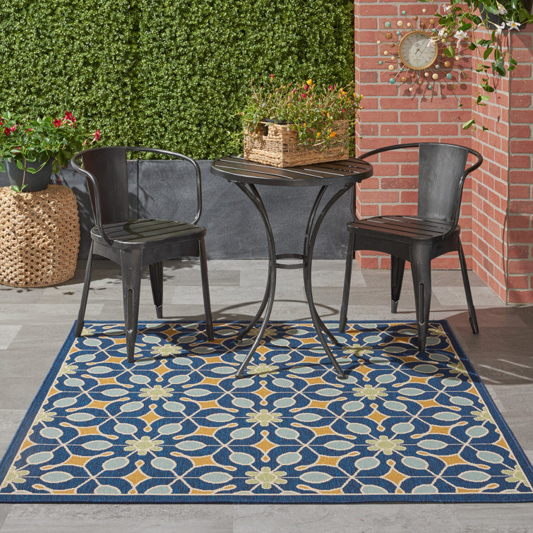 Palermo Geometric Navy/Blue/Gold Indoor/Outdoor Area Rug