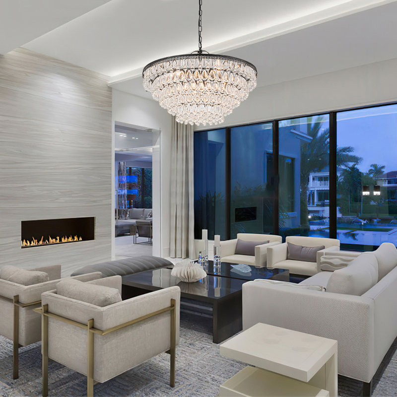 Jazmia 11-Light Dimmable Crystal Beads Tiered Chandelier