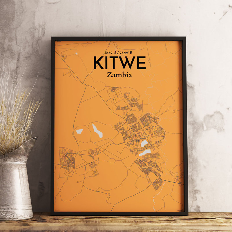 Kitwe City Map - No Frame Print, 61cm H x 45.7cm W x 0.13cm D