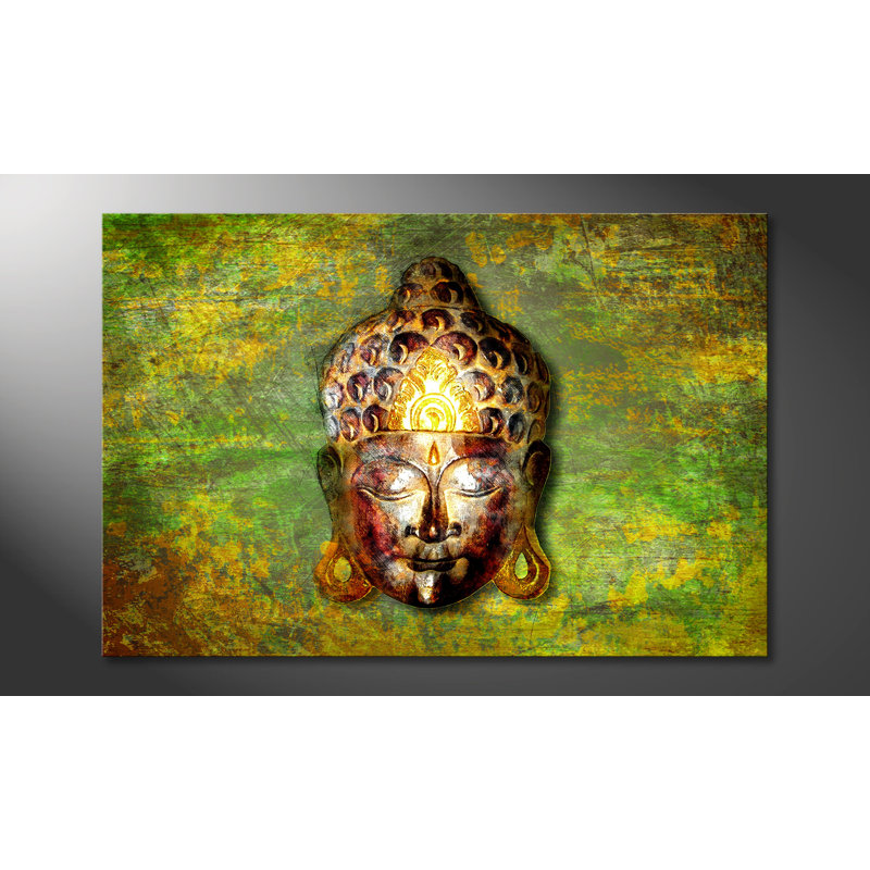 Buddha Head Statue - Wrapped Canvas Print, 80cm H x 120cm W, 100% cotton canvas