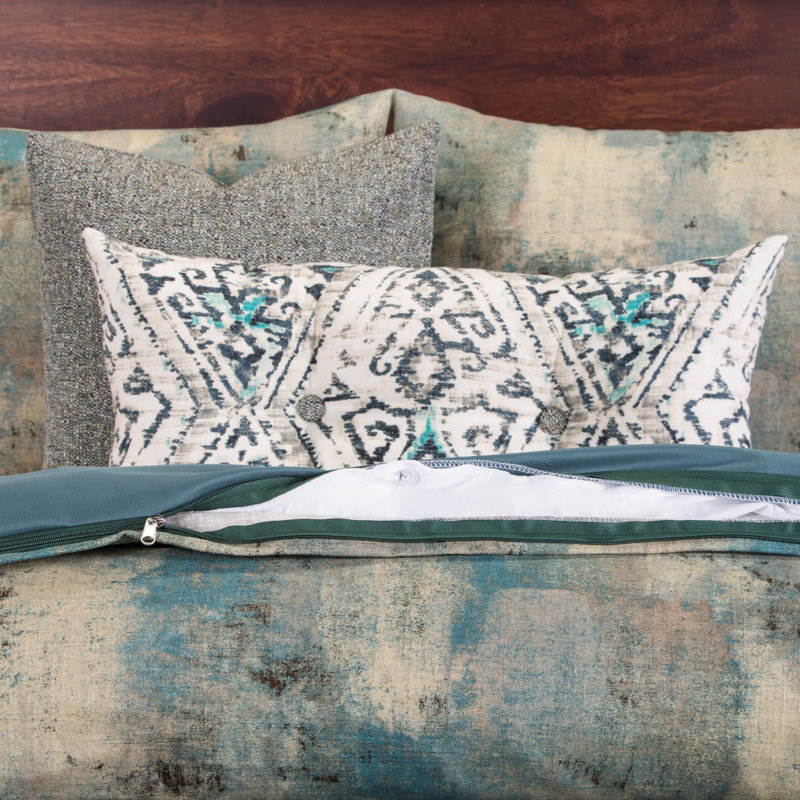 Ensemble de housse de couette Calcutta Luxury, Housse de couette grand +2 coussins décoratifs, Bleu sarcelle