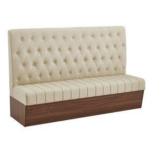 Single Booth with Melamine Frame, Button Tufted Vinyl Back, and Channel Tufted Seat 
