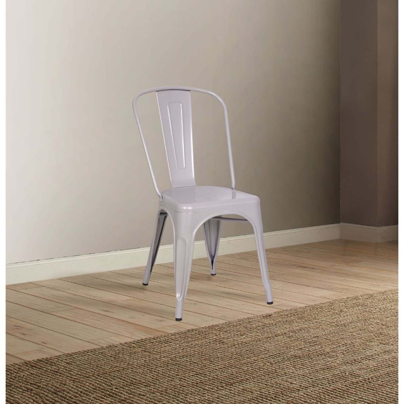Chaise d'appoint à dossier en lattes de métal Siegfried, Blanc
