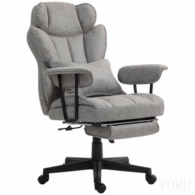 Executive Office Chair, 400lbs Big And Tall Office Chair With Foot Rest, Microfiber Computer Desk Chair With Lumbar Support, Reclining Function And Wide Seat, Black