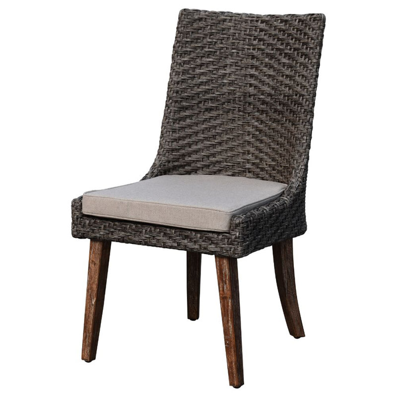 Chaise de salle à manger de patio en teck avec coussin
