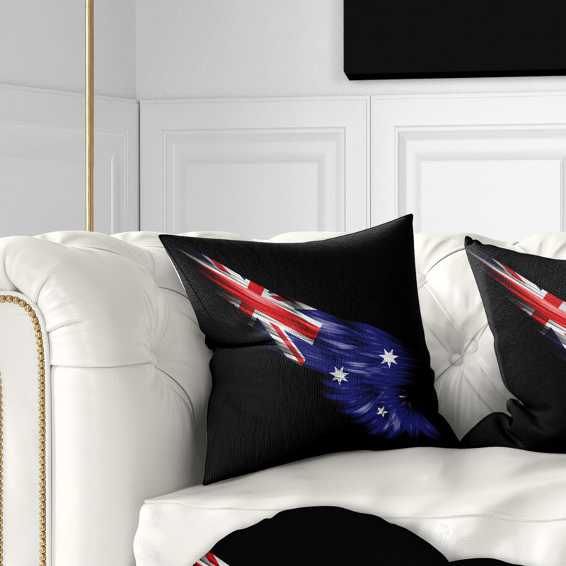 Aile avec drapeau australien - cartes et drapeaux imprimés, 18 po x 18 po, Coussin décoratif