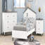 Ensemble de chambre à coucher 3 pièces avec lit plateforme simple avec table de chevet et commode, gris-107130636