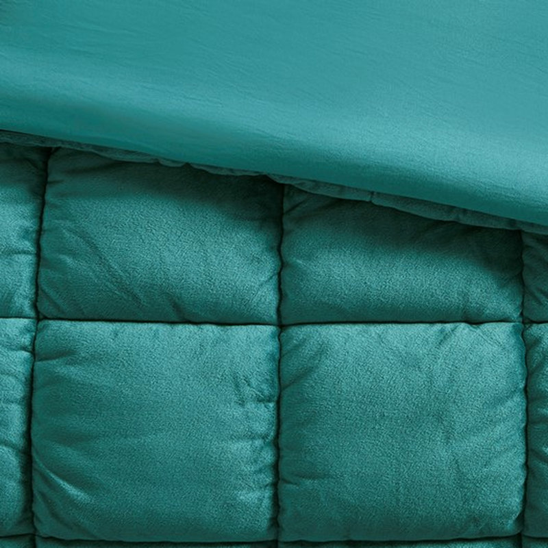 Édredon bleu sarcelle double / grand - velours avec bourre en microfibre 3D avec bourre en duvet synthétique alternatif