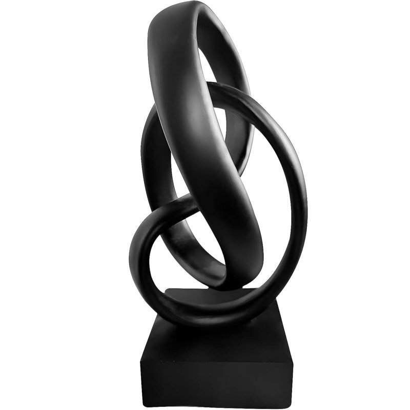 10.43" Black Mobius Knot Statue - Modern Home Office Coffee Table Decor, Black