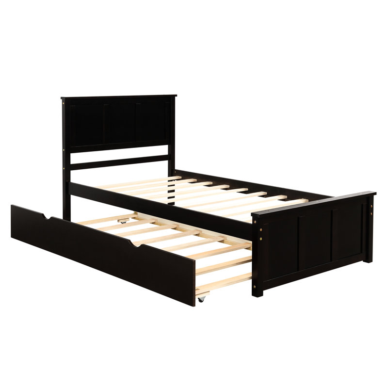 Lit plateforme simple avec lit gigogne pour une utilisation optimale de la chambre à coucher, Espresso