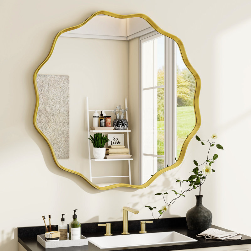 Miroir décoratif mural rond, 30 po x 30 po, Doré