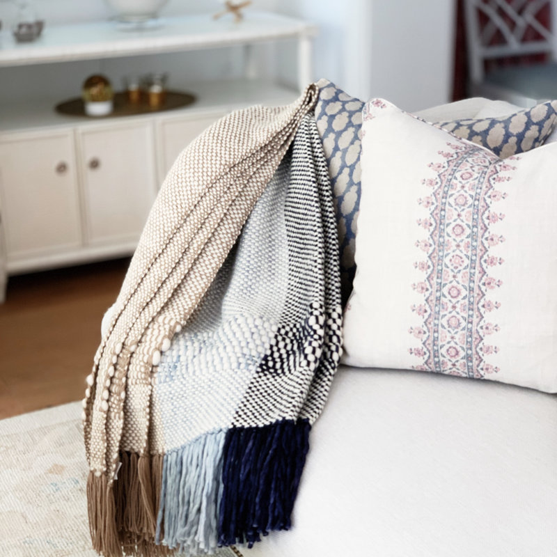 Ushuaia Hand Woven Throw Blanket, Navy