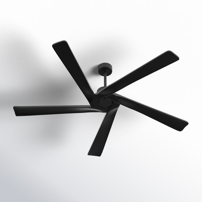 Baun 5-Blade Indoor Ceiling Fan with Remote, 54", Black, Matte Black