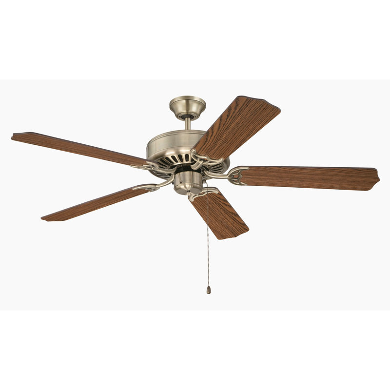 52'' Ceiling Fan, Antique Brass with Dark Oak Blades