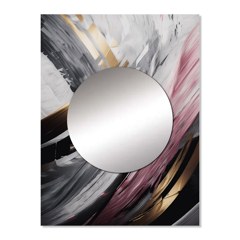 Iska rose et or mystérieux marbre - miroir en marbre rose unique, art en métal imprimé, 32 po x 24 po