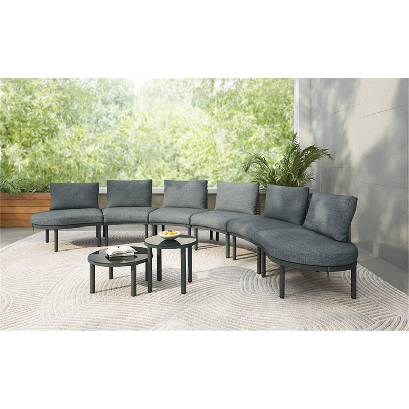 8-Piece Patio Sofa Furniture Set, Gray, Gray