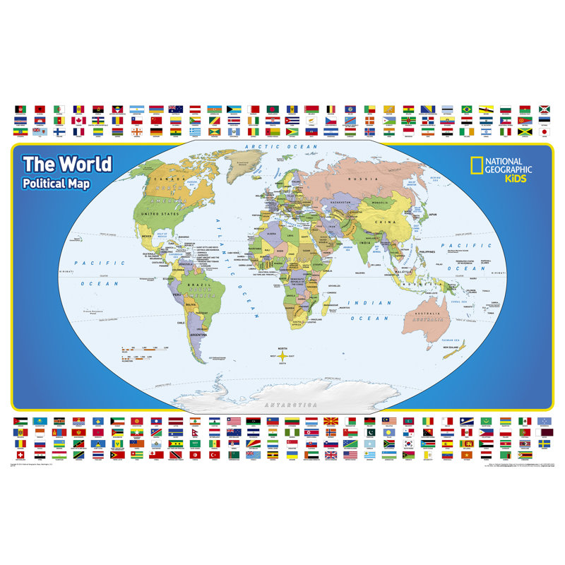 Kids' Educational World Map with Flags and Countries