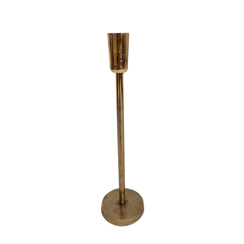 Bougeoir en métal pour plateau de table, Laiton, 10" H x 3".25' W x 3".25' L