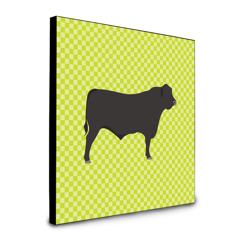 Panneau mural d’art de vache angus Haddie, Vert