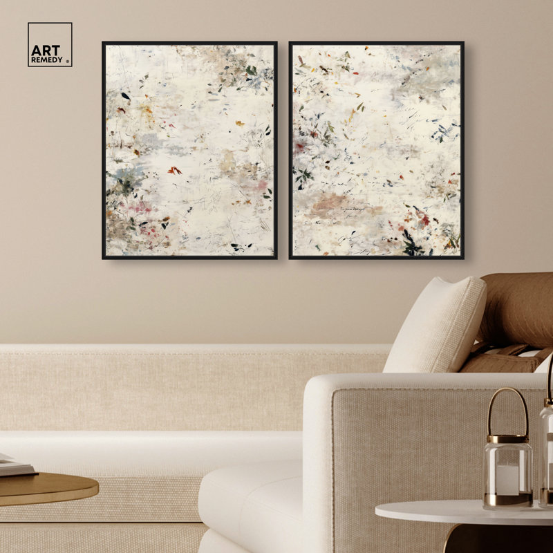 «Scrawled Memories Duo», ensemble de décorations murales Boho par Art Remedy, cadre noir, 20 x 24, H 25 po x l 21 po