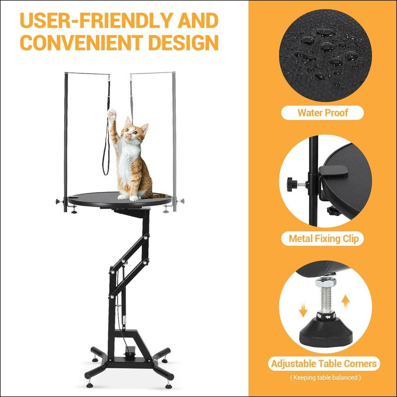 151.1cm H x 59.9cm W x 59.9cm D Hydraulic Grooming Table