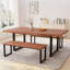 Ensemble de table de salle à manger Modern Kitchen, ensemble de table de salle à manger de style Mid-Century avec banc pour 4 à 6 personnes-1664257068