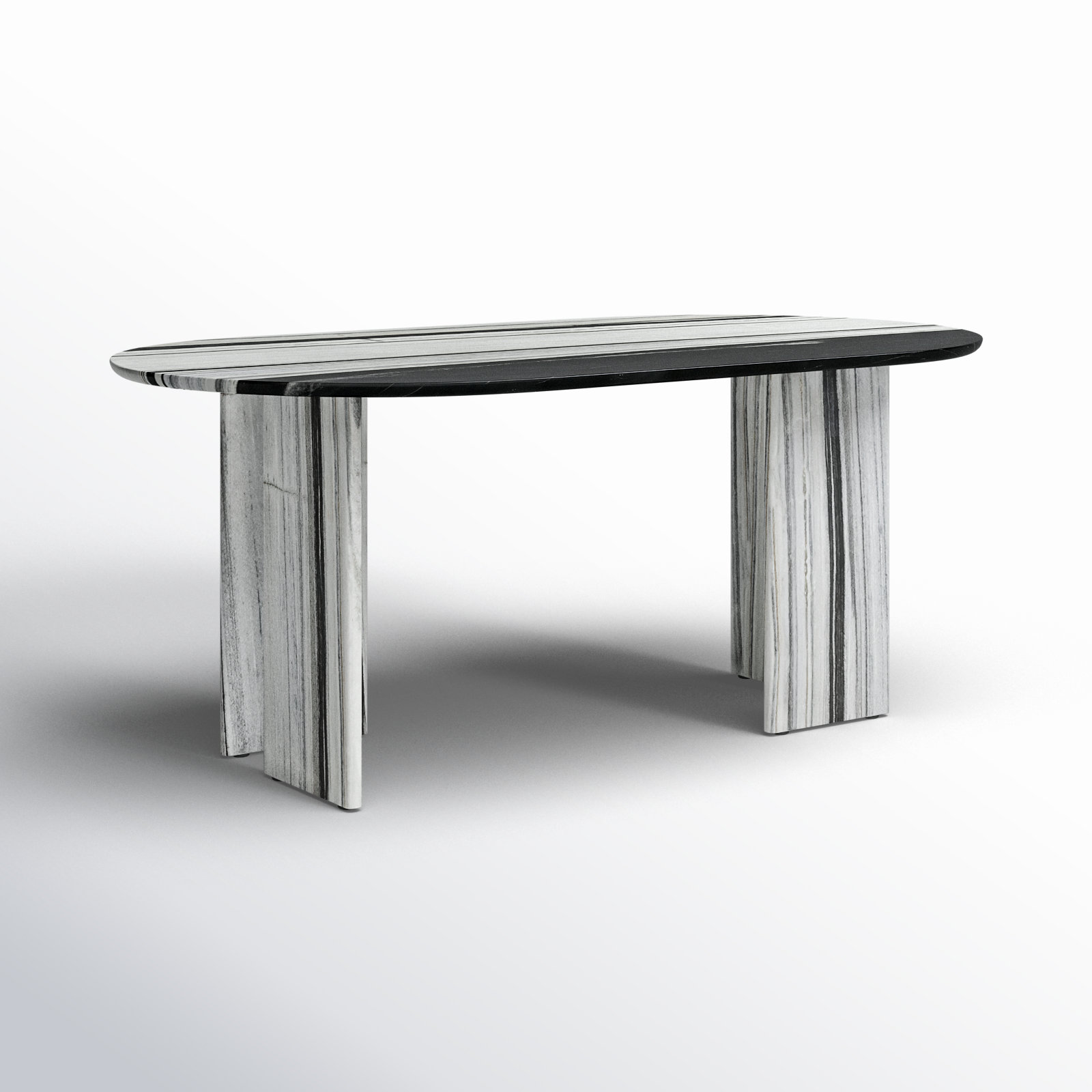 Arian 72'' Oval Marble Dining Table, Panda