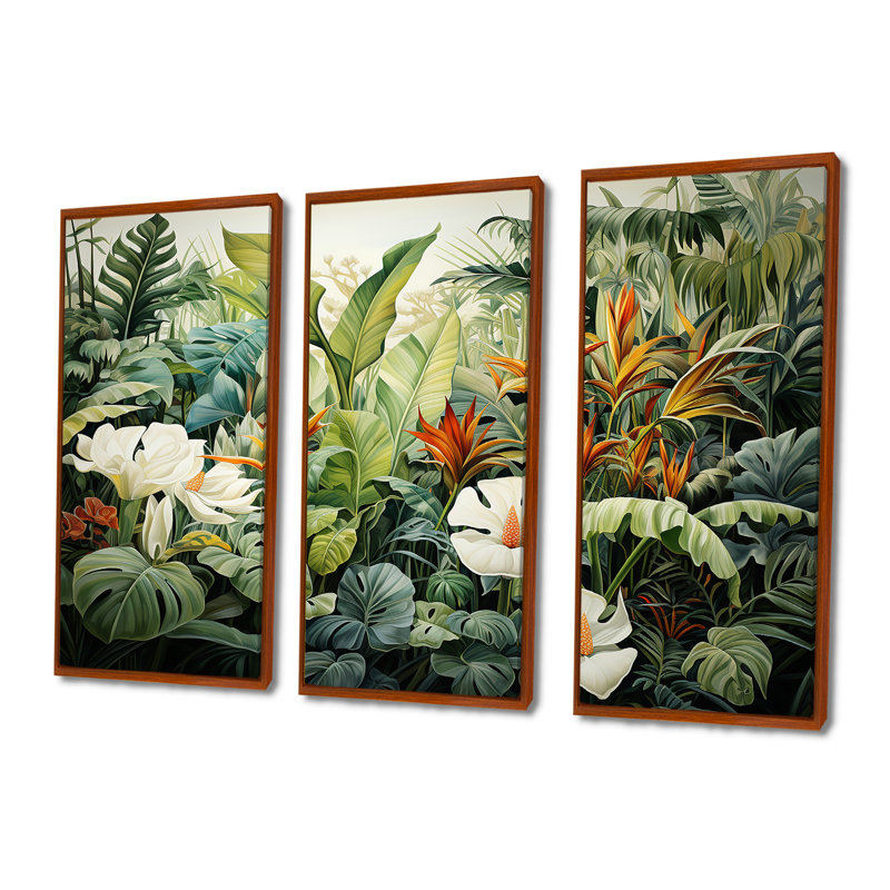 Hammondsport - ensemble d'art mural plantes, H 32 po x l 48 po x P 1 po, Cadre flottant brun