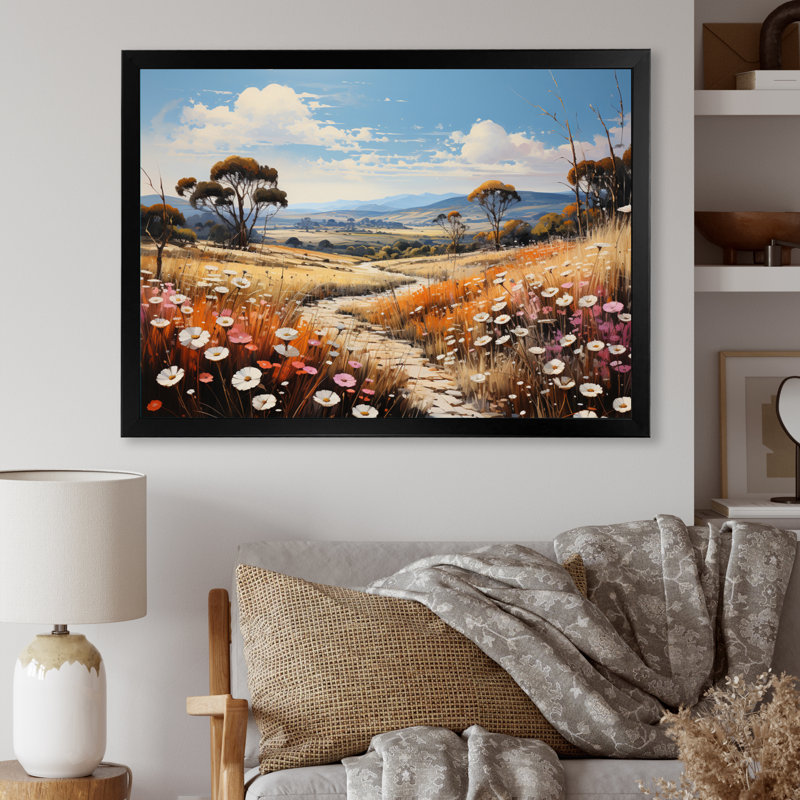 «Countryside Spring Meadow», reproduction sur toile, H 30 po x l 40 po x P 1,5 po, Cadre photo noir