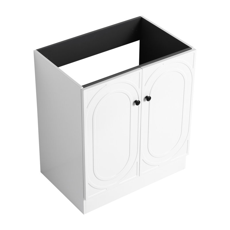 Meuble-lavabo moderne 30 po, portes à fermeture douce, contreplaqué blanc, lavabo non inclus, meuble-lavabo autoportant, 2